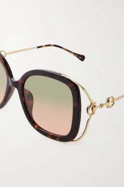 GUCCI EYEWEAR Oversized-Sonnenbrille Mit Eckigem Rahmen Aus Azetat In Hornoptik Mit Goldfarbenen Details -Gucci Verkäufe w920 q60 2749