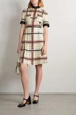 GUCCI Love Parade Kleid Aus Twill Aus Seidensatin Mit Print Und Falten ,Elfenbein -Gucci Verkäufe w920 q60 275