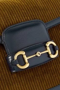GUCCI Horsebit 1955 Schultertasche Aus Cord Mit Lederbesätzen ,Braun -Gucci Verkäufe w920 q60 2771
