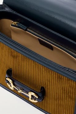 GUCCI Horsebit 1955 Schultertasche Aus Cord Mit Lederbesätzen ,Braun -Gucci Verkäufe w920 q60 2772