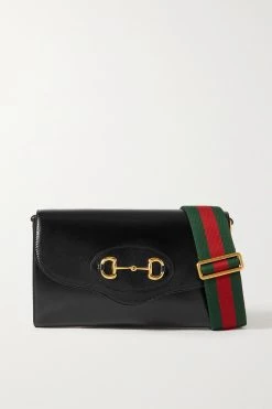 GUCCI Horsebit 1955 Schultertasche Aus Strukturiertem Leder ,Schwarz