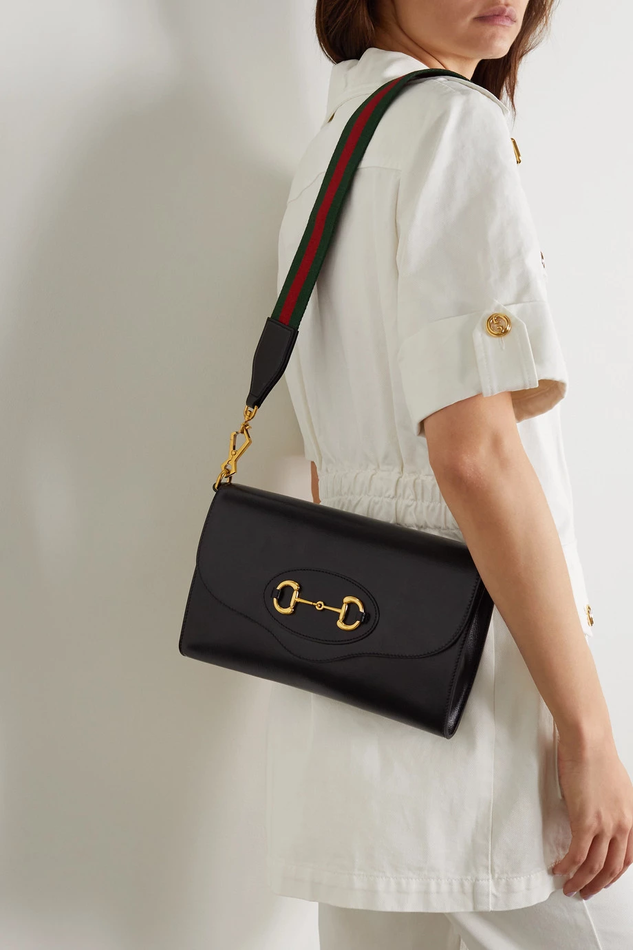 GUCCI Horsebit 1955 Schultertasche Aus Strukturiertem Leder ,Schwarz 2 GUCCI Horsebit 1955 Schultertasche Aus Strukturiertem Leder ,Schwarz – Bild 2