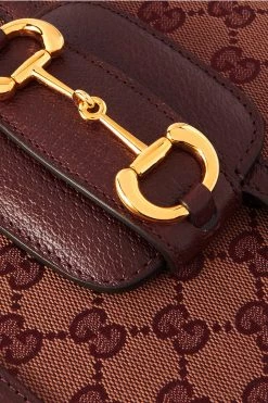 GUCCI Horsebit 1955 Bedruckte Schultertasche Aus Beschichtetem Canvas Mit Lederbesätzen ,Burgunder -Gucci Verkäufe w920 q60 2808