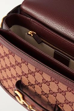 GUCCI Horsebit 1955 Bedruckte Schultertasche Aus Beschichtetem Canvas Mit Lederbesätzen ,Burgunder -Gucci Verkäufe w920 q60 2809
