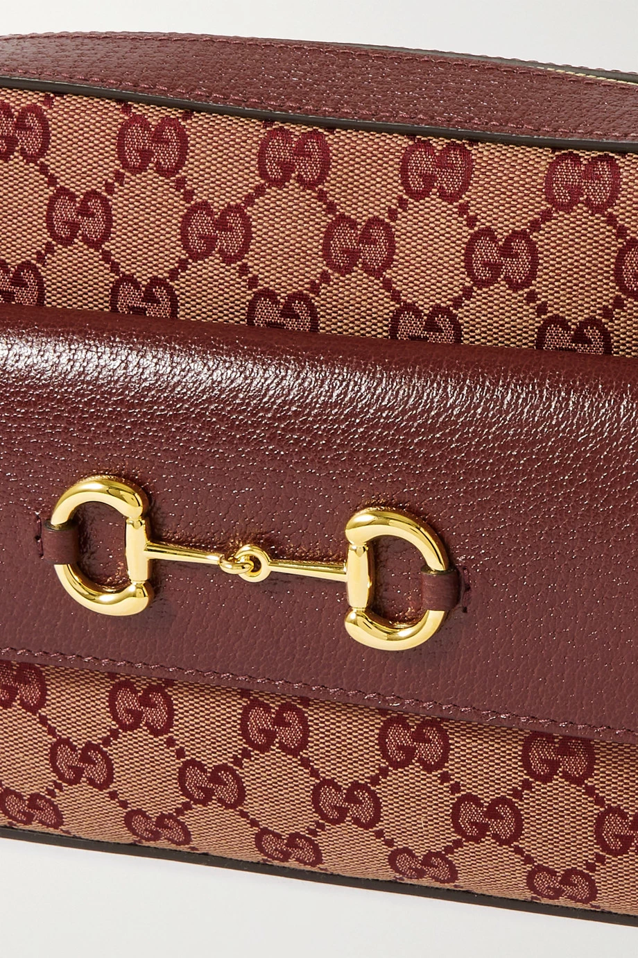 GUCCI Horsebit 1955 Kleine Schultertasche Aus Canvas Mit Lederbesätzen ,Burgunder 4 GUCCI Horsebit 1955 Kleine Schultertasche Aus Canvas Mit Lederbesätzen ,Burgunder – Bild 4