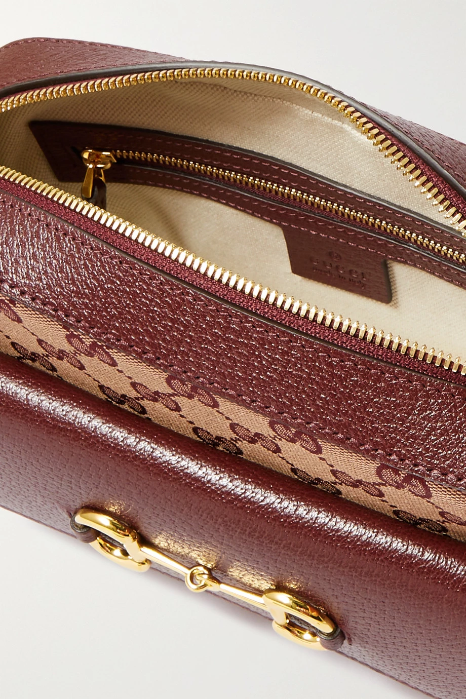 GUCCI Horsebit 1955 Kleine Schultertasche Aus Canvas Mit Lederbesätzen ,Burgunder 5 GUCCI Horsebit 1955 Kleine Schultertasche Aus Canvas Mit Lederbesätzen ,Burgunder – Bild 5