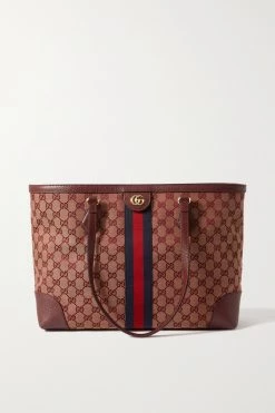 GUCCI Ophidia Mittelgroße Tote Aus Canvas Mit Besatz Aus Leder ,Burgunder