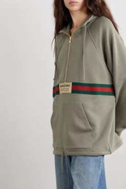 GUCCI Hoodie Aus Baumwoll-Jersey Mit Webbandbesatz Und Applikation ,Grau -Gucci Verkäufe w920 q60 2823