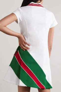 GUCCI Minikleid Aus Piqué Mit Streifen Und Falten ,Weiß -Gucci Verkäufe w920 q60 284