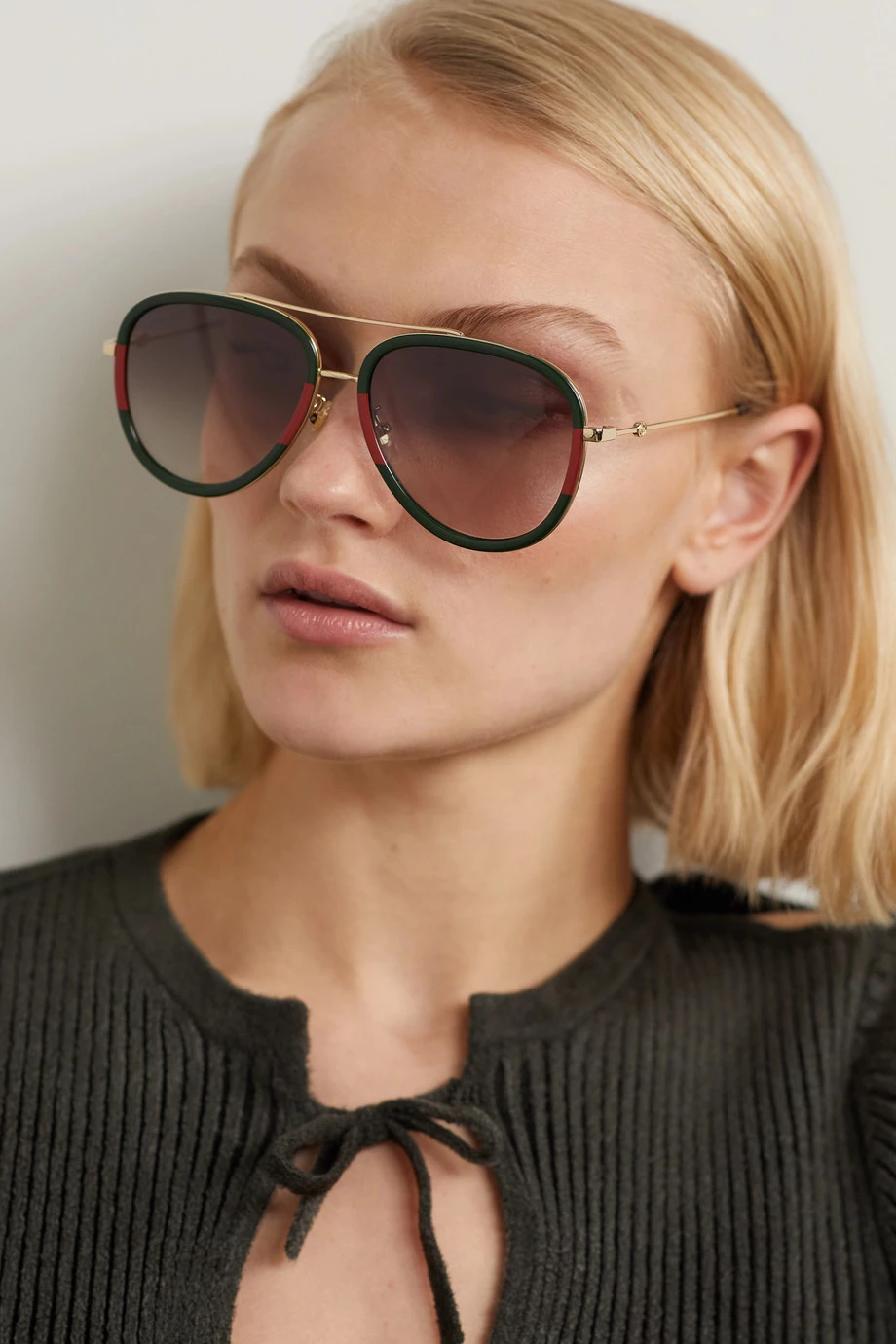 GUCCI EYEWEAR Pop Web Pilotensonnenbrille Aus Azetat Mit Goldfarbenen Details ,Braun 2 GUCCI EYEWEAR Pop Web Pilotensonnenbrille Aus Azetat Mit Goldfarbenen Details ,Braun – Bild 2