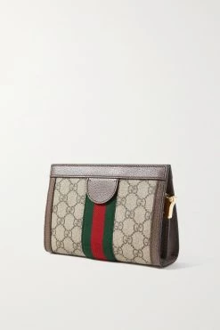GUCCI Ophidia Mini Bedruckte Schultertasche Aus Beschichtetem Canvas Mit Besätzen Aus Strukturiertem Leder ,Braun -Gucci Verkäufe w920 q60 2854