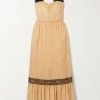 GUCCI Love Parade Maxikleid Aus Baumwolle Mit Spitzenbesätzen ,Beige