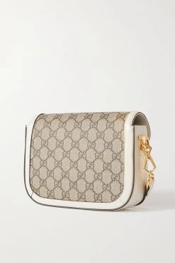 GUCCI Horsebit 1955 Mini Schultertasche Aus Beschichtetem Canvas Mit Print Und Lederbesätzen ,Weiß -Gucci Verkäufe w920 q60 2900