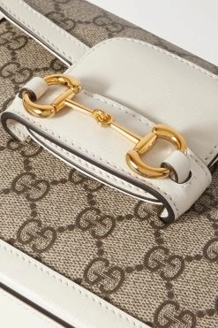 GUCCI Horsebit 1955 Mini Schultertasche Aus Beschichtetem Canvas Mit Print Und Lederbesätzen ,Weiß -Gucci Verkäufe w920 q60 2901