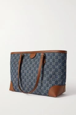 GUCCI Ophidia Mittelgroße Tote Aus Denim Mit Jacquard-Logomuster Und Besätzen Aus Strukturiertem Leder ,Navy -Gucci Verkäufe w920 q60 2934