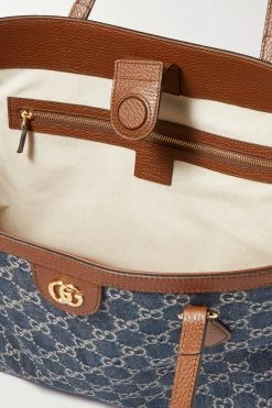 GUCCI Ophidia Mittelgroße Tote Aus Denim Mit Jacquard-Logomuster Und Besätzen Aus Strukturiertem Leder ,Navy -Gucci Verkäufe w920 q60 2936