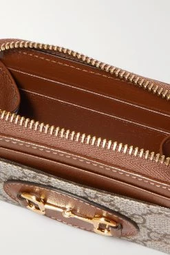 GUCCI Horsebit 1955 Kleines Portemonnaie Aus Beschichtetem Canvas Mit Print Und Lederbesätzen ,Braun -Gucci Verkäufe w920 q60 2941
