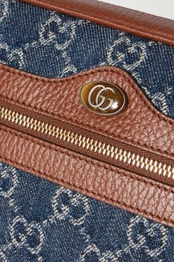 GUCCI Ophidia Kleine Schultertasche Aus Denim Mit Logomuster Und Besätzen Aus Strukturiertem Leder ,Navy -Gucci Verkäufe w920 q60 2945