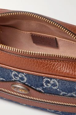 GUCCI Ophidia Kleine Schultertasche Aus Denim Mit Logomuster Und Besätzen Aus Strukturiertem Leder ,Navy -Gucci Verkäufe w920 q60 2946