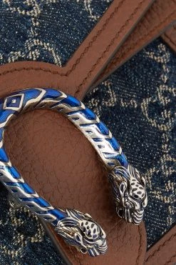 GUCCI + NET SUSTAIN Dionysus Super Mini Schultertasche Aus Leder Und Jacquard Aus Bio-Denim ,Blau -Gucci Verkäufe w920 q60 2955