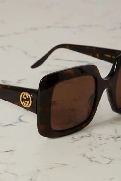 GUCCI EYEWEAR Sonnenbrille Mit Eckigem Rahmen Aus Azetat In Hornoptik -Gucci Verkäufe w920 q60 2966