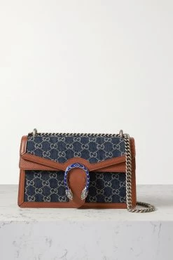 GUCCI + NET SUSTAIN Dionysus Kleine Schultertasche Aus Bio-Denim Mit Lederbesätzen ,Blau