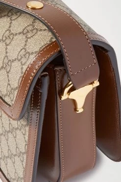 GUCCI Horsebit 1955 Bedruckte Schultertasche Aus Beschichtetem Canvas Mit Lederbesätzen ,Braun -Gucci Verkäufe w920 q60 2989