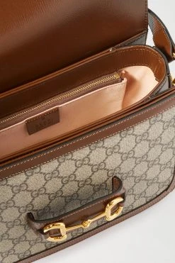 GUCCI Horsebit 1955 Bedruckte Schultertasche Aus Beschichtetem Canvas Mit Lederbesätzen ,Braun -Gucci Verkäufe w920 q60 2990