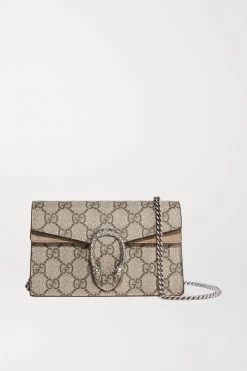 GUCCI Dionysus Super Mini Schultertasche Aus Beschichtetem Canvas Und Veloursleder Mit Print ,Beige