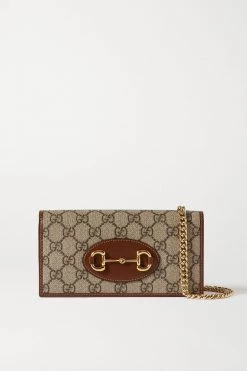 GUCCI Horsebit 1955 Schultertasche Aus Bedrucktem Beschichtetem Canvas Mit Lederbesätzen ,Braun