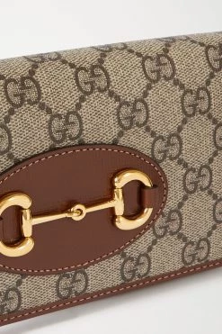 GUCCI Horsebit 1955 Schultertasche Aus Bedrucktem Beschichtetem Canvas Mit Lederbesätzen ,Braun -Gucci Verkäufe w920 q60 3005