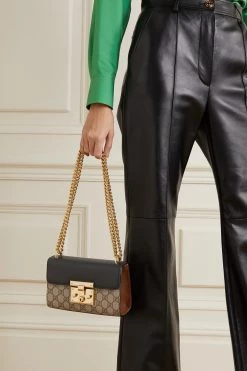 GUCCI Padlock Schultertasche Aus Leder Und Beschichtetem Canvas Mit Print ,Schwarz -Gucci Verkäufe w920 q60 3027