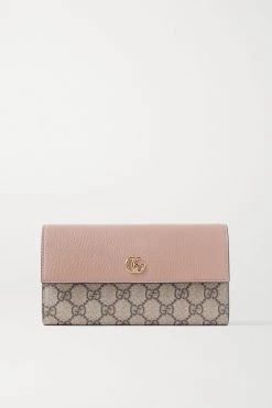 GUCCI + NET SUSTAIN GG Marmont Petite Portemonnaie Aus Strukturiertem Leder Und Beschichtetem Canvas Mit Print ,Pink