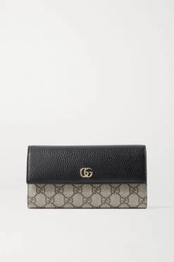 GUCCI + NET SUSTAIN GG Marmont Petite Portemonnaie Aus Strukturiertem Leder Und Beschichtetem Canvas Mit Print ,Schwarz