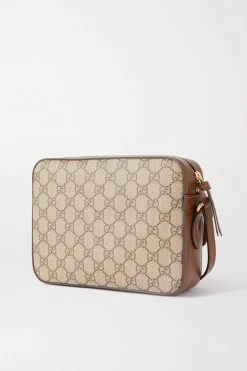 GUCCI Horsebit 1955 Kleine Bedruckte Schultertasche Aus Beschichtetem Canvas Mit Lederbesätzen ,Braun -Gucci Verkäufe w920 q60 3062