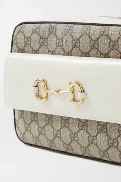 GUCCI Horsebit 1955 Kleine Schultertasche Aus Beschichtetem Canvas Mit Lederbesätzen Und Print ,Elfenbein -Gucci Verkäufe w920 q60 3068
