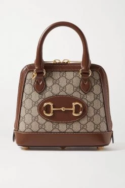 GUCCI Horsebit 1955 Mini Tote Aus Beschichtetem Canvas Mit Print Und Lederbesätzen ,Beige