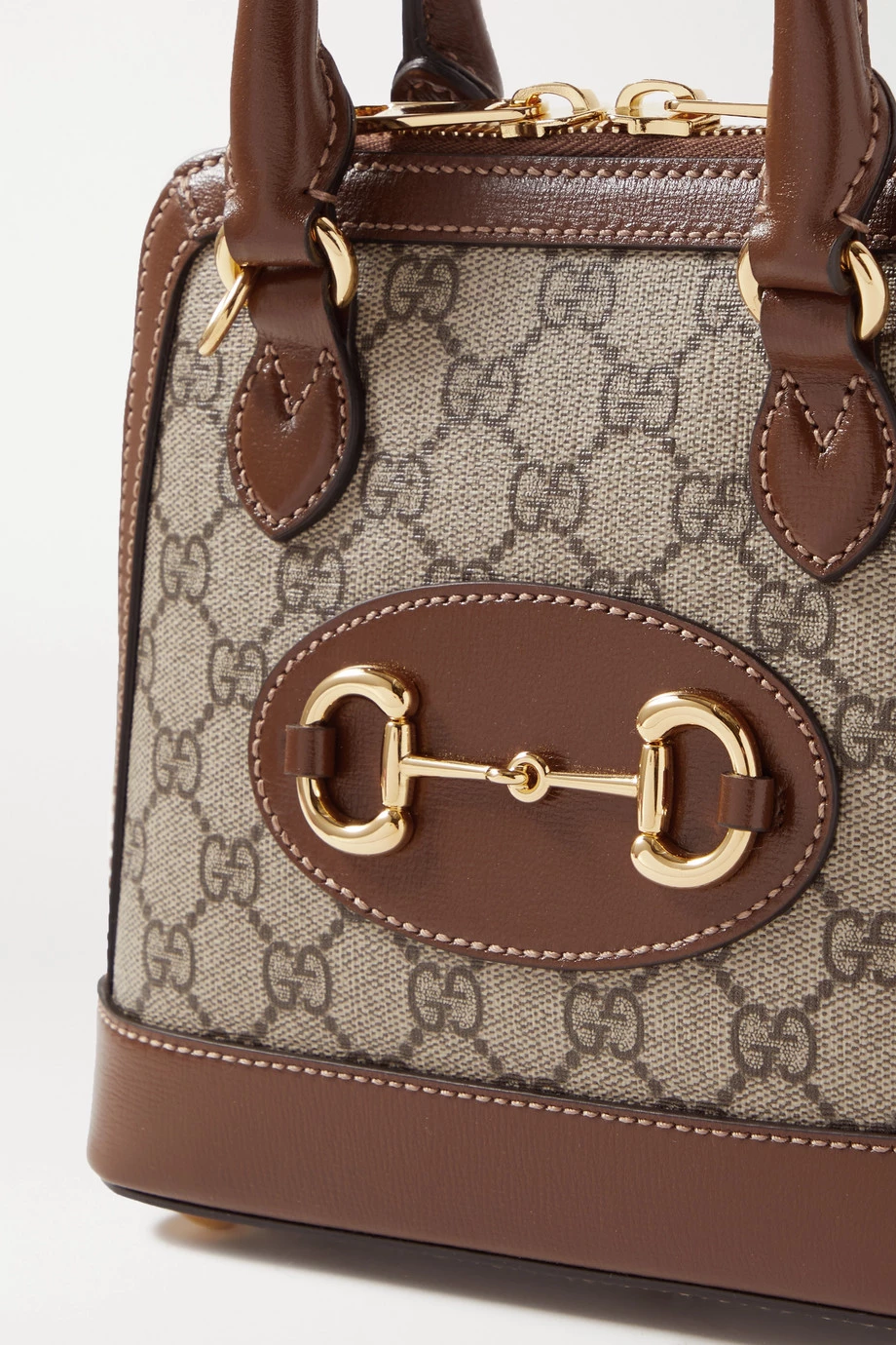 GUCCI Horsebit 1955 Mini Tote Aus Beschichtetem Canvas Mit Print Und Lederbesätzen ,Beige 4 GUCCI Horsebit 1955 Mini Tote Aus Beschichtetem Canvas Mit Print Und Lederbesätzen ,Beige – Bild 4