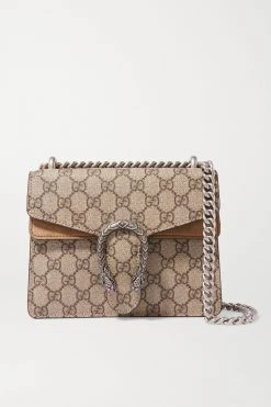 GUCCI Dionysus Mini Schultertasche Aus Beschichtetem Canvas Und Veloursleder Mit Print ,Beige