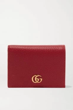 GUCCI + NET SUSTAIN Marmont Petite Portemonnaie Aus Strukturiertem Leder ,Rot