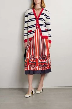 GUCCI Love Parade Bedruckter Midirock Aus Glänzendem Seiden-Twill Mit Falten ,Rot -Gucci Verkäufe w920 q60 316