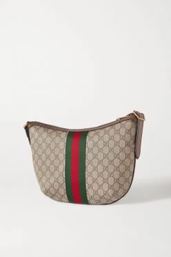 GUCCI Ophidia Bedruckte Schultertasche Aus Beschichtetem Canvas Mit Besätzen Aus Strukturiertem Leder ,Beige -Gucci Verkäufe w920 q60 3166