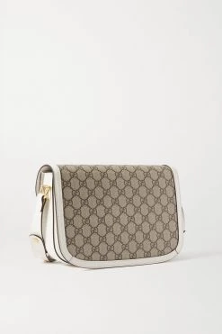 GUCCI Horsebit 1955 Kleine Bedruckte Schultertasche Aus Beschichtetem Canvas Mit Lederbesätzen ,Weiß -Gucci Verkäufe w920 q60 3189