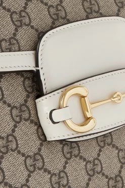 GUCCI Horsebit 1955 Kleine Bedruckte Schultertasche Aus Beschichtetem Canvas Mit Lederbesätzen ,Weiß -Gucci Verkäufe w920 q60 3190