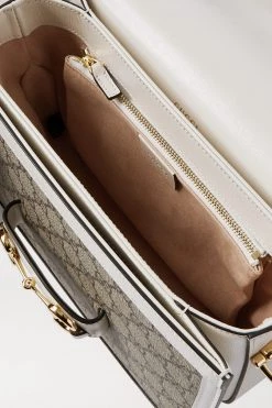 GUCCI Horsebit 1955 Kleine Bedruckte Schultertasche Aus Beschichtetem Canvas Mit Lederbesätzen ,Weiß -Gucci Verkäufe w920 q60 3191