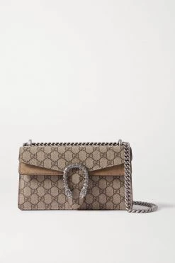 GUCCI Dionysus Kleine Schultertasche Aus Beschichtetem Canvas Mit Print Und Veloursleder ,Taupe