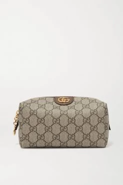 GUCCI Ophidia Mittelgroße Kosmetiktasche Aus Beschichtetem Canvas Mit Print Und Details Aus Strukturiertem Leder ,Beige