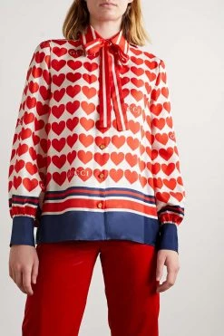 GUCCI Love Parade Hemd Aus Seiden-Twill Mit Print Und Schluppe ,Rot -Gucci Verkäufe w920 q60 329