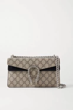 GUCCI Dionysus Kleine Schultertasche Aus Beschichtetem Canvas Mit Print Und Veloursleder ,Beige