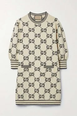 GUCCI Love Parade Minikleid Aus Jacquard-Strick Aus Einer Baumwollmischung ,Creme